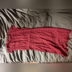 Cocktail medium red lace dress Holiday party